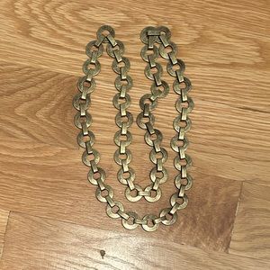 Gold Flat Circle Chain Long Necklace